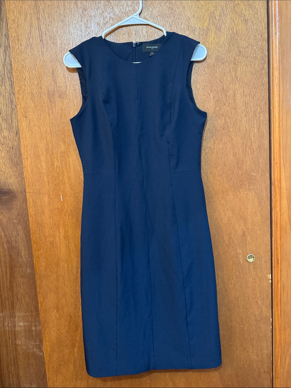 Banana Republic Navy Sleeveless Sheath Midi Dress